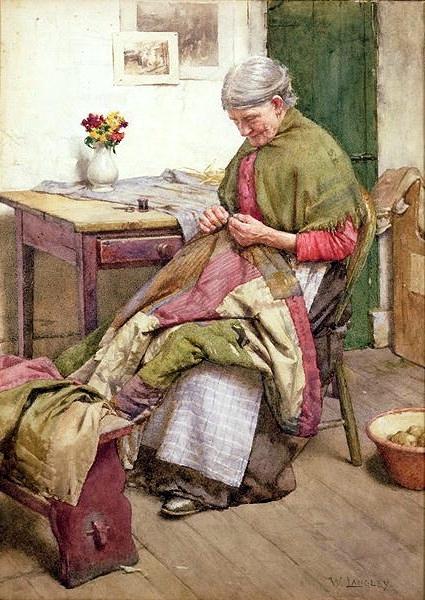Walter Langley,RI Old Quilt oil painting picture
